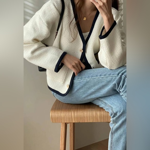 Tweed V-Neck Cardigan - Picture 2 of 5